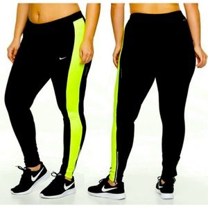 Nike NWOT Dri-fit Black and Neon athletic leggings